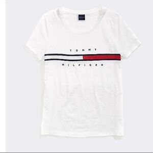 Tommy Hilfiger white cotton tee stripe signature